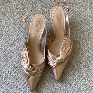 Schutz Metallic Slingback Kitten Heel 8.5